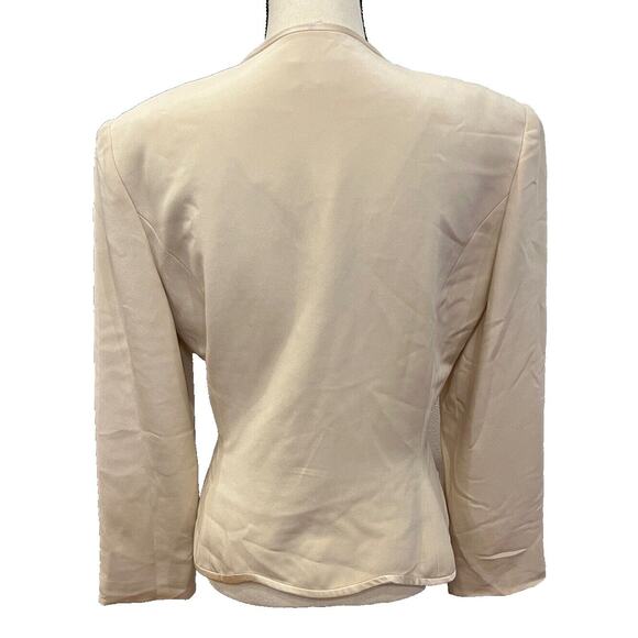 VTG Rimini by Shaw Silk Blazer Jacket Ivory Beaded Lined Elegant Womens Size 14 - Picture 3 of 3